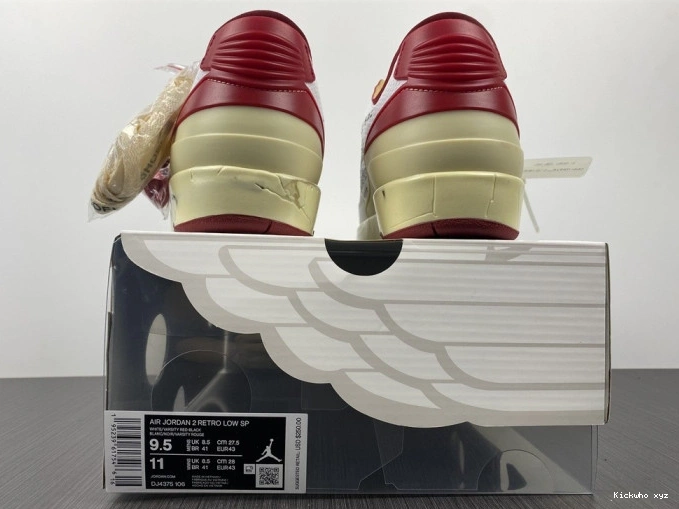 DJ4375-106 White SP Jordan Off-White Red Low Retro 2 0809